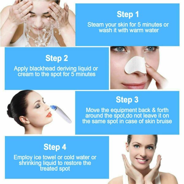 Electric Blackhead Remover - Pore Vacuum Cleaner with Diamond Dermabrasion for Deep Cleansing & Acne Removal - Image 7