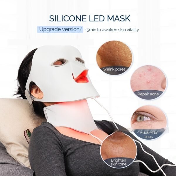 7-Color LED Phototherapy Silicone Mask - For Home Skin Rejuvenation & Acne Treatment