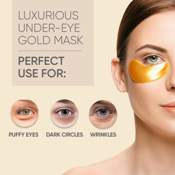 24K Gold Eye Mask Patch - Eye Bag Removal & Wrinkle Lifting for Hydrated, Bright Skin