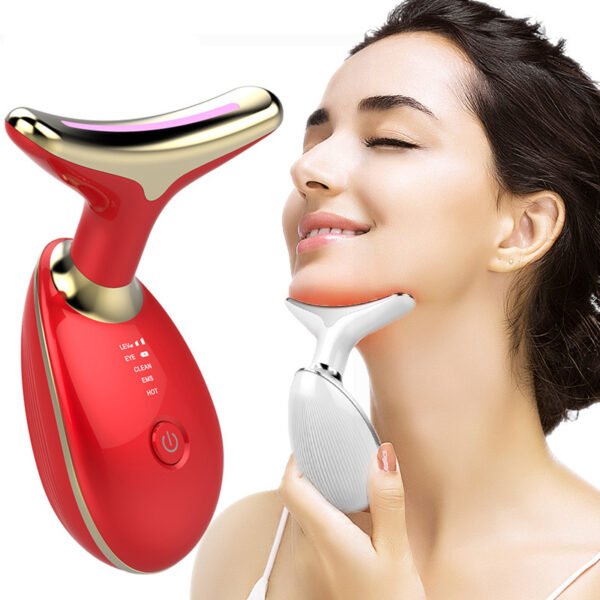 EMS Thermal Neck Massager - Microcurrent Wrinkle Remover with LED Photon Therapy for Lifting & Tightening - Image 2